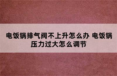 电饭锅排气阀不上升怎么办 电饭锅压力过大怎么调节